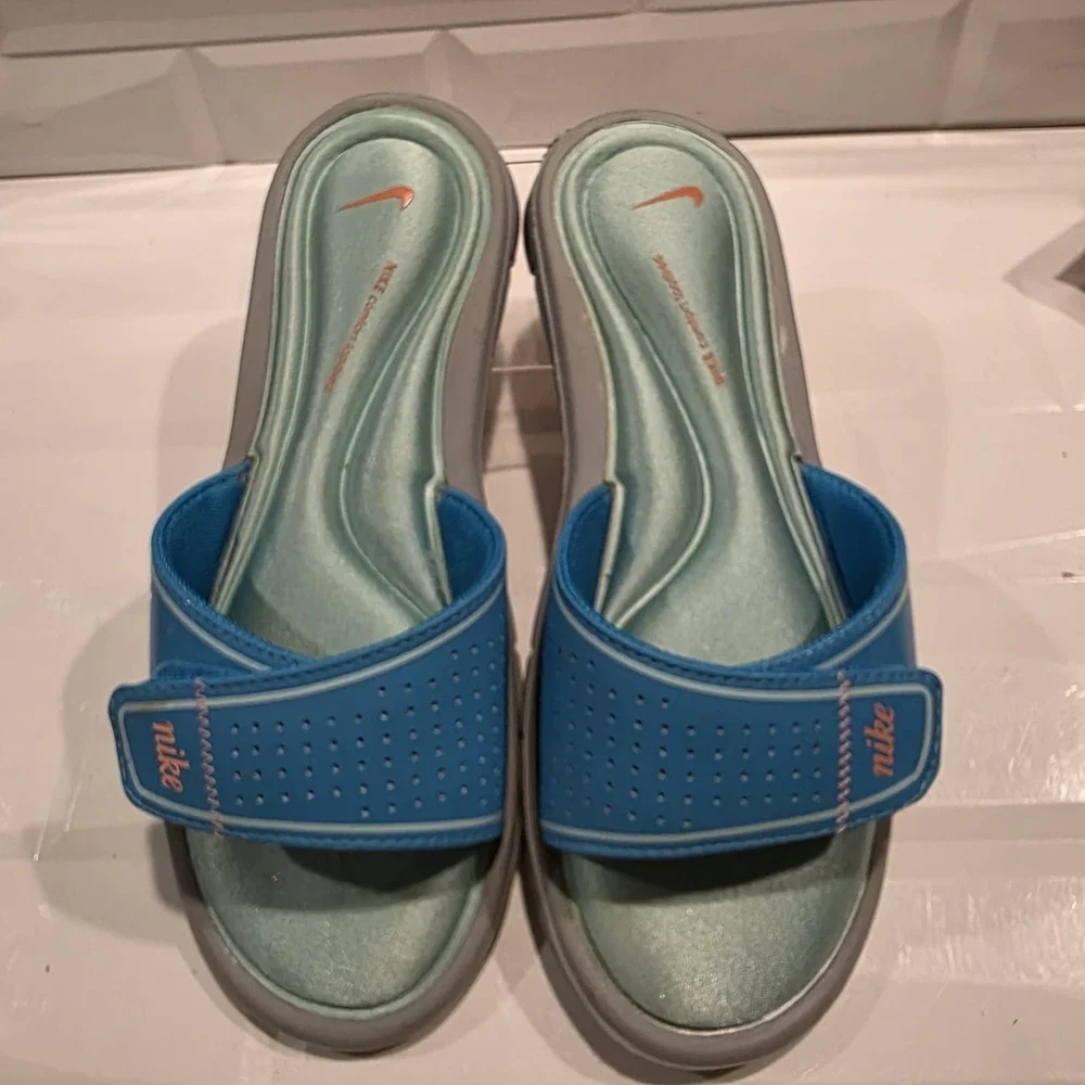 Nike Comfort Footbed Slides Women's 8 Beach Flip Flop Sandles Slippers Blue
